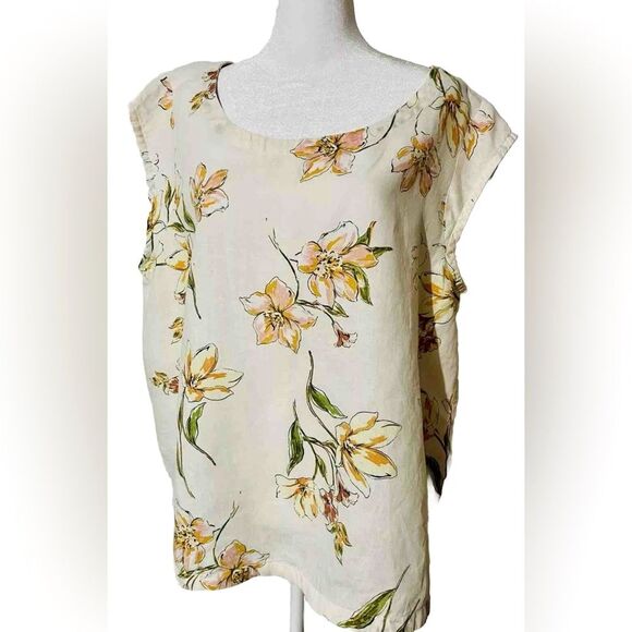 Rachel Roy linen top tropical floral summer beach vacation resort wear women XL - Picture 1 of 8
